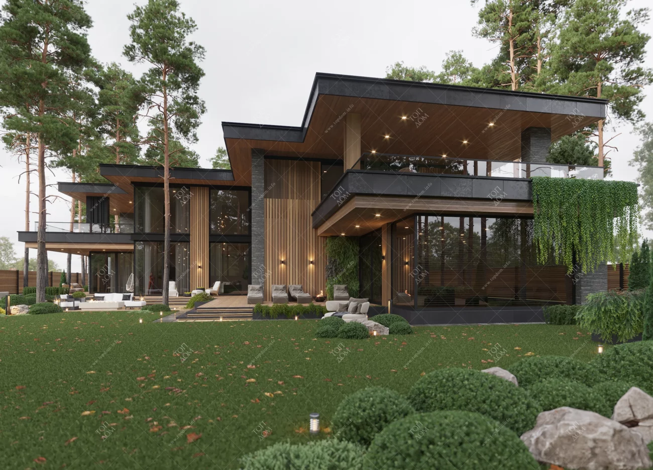 Дом с плоской крышей и террасой – архитектурный проект